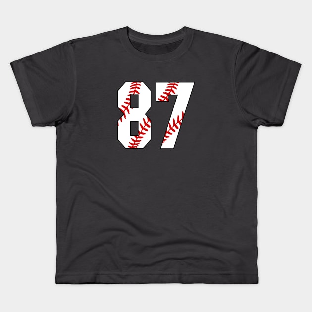 Baseball Number 87 #87 Baseball Shirt Jersey Favorite Player Biggest Fan Kids T-Shirt by TeeCreations